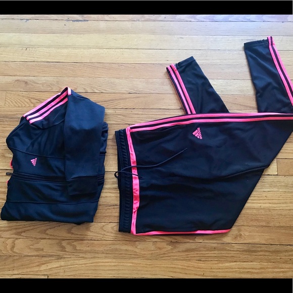 adidas Other - Pink & Black Adidas Track Suit!